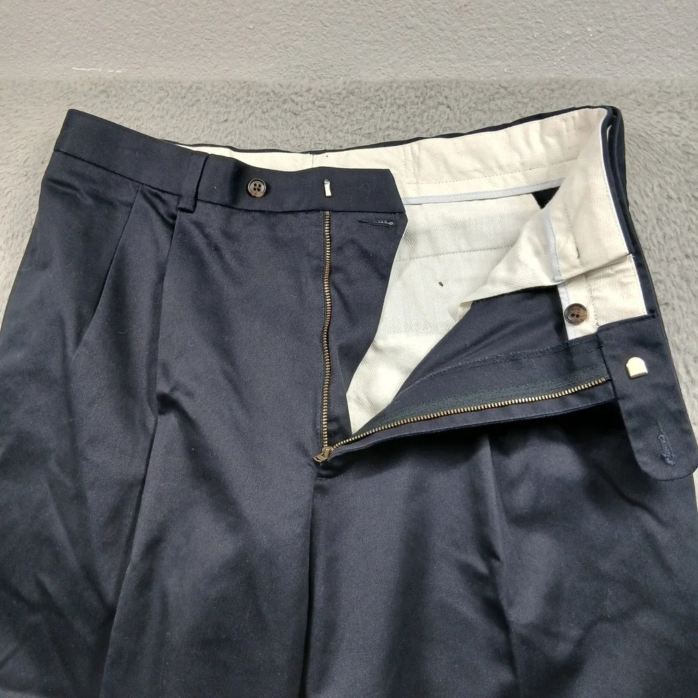 Joseph & Feiss Pleated‎ Dress Pants Mens 38x32 Navy Blue 100% Cotton Chino